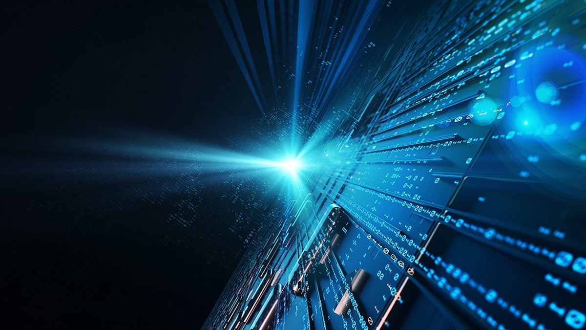 code with lens flair in space