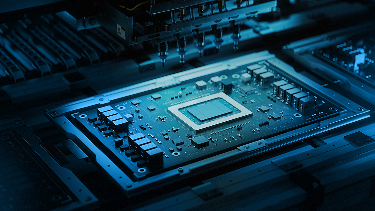 Shot of Generic Printed Circuit board with Microchips