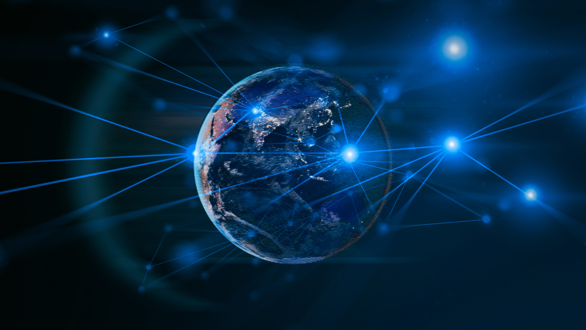 Earth with digital texture in space