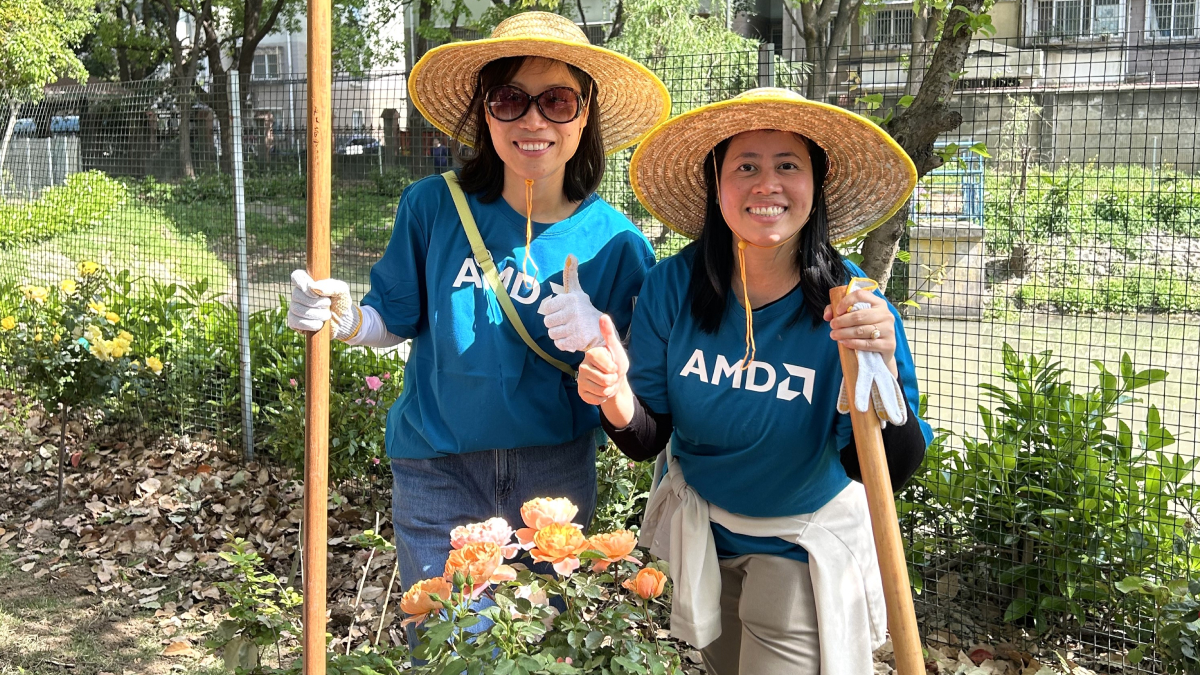 AMD Volunteering people in a farm