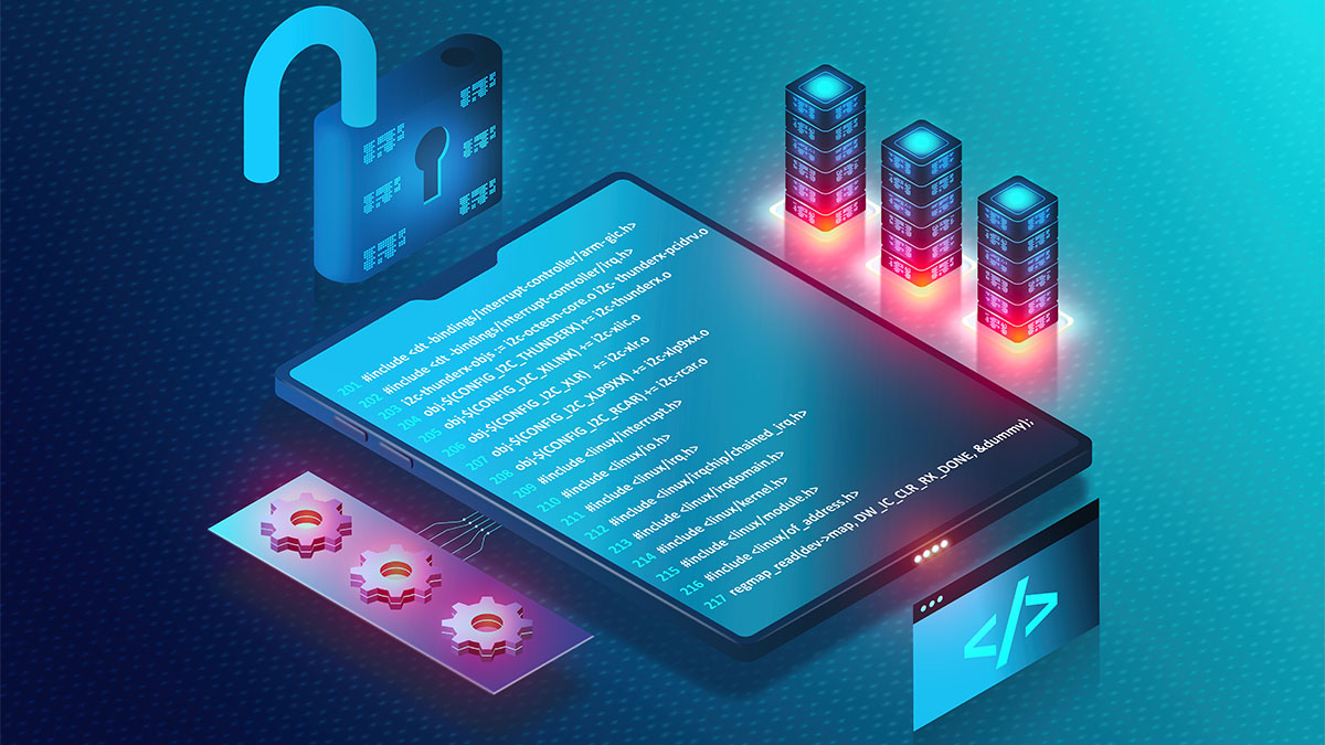 Illustration of tablet with code on it