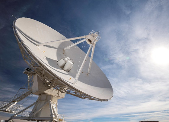 Satellite with clouds background