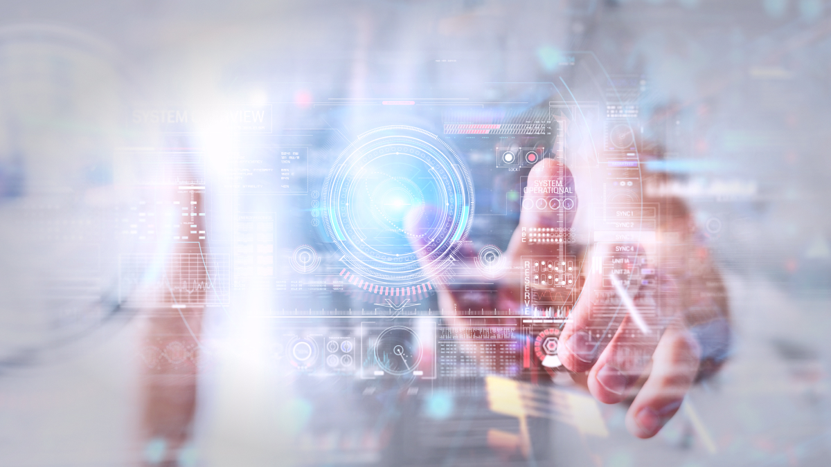 hand interfacing with digital content