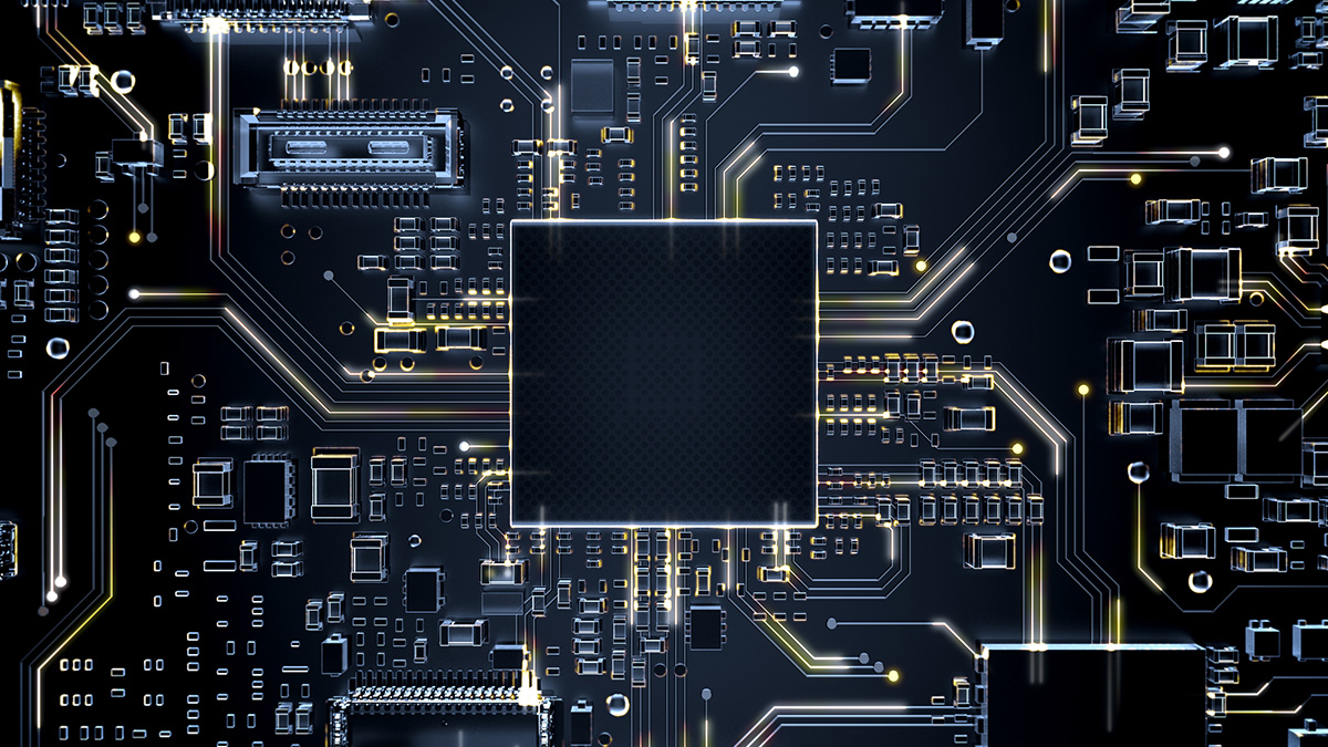Close-up view of chip architecture