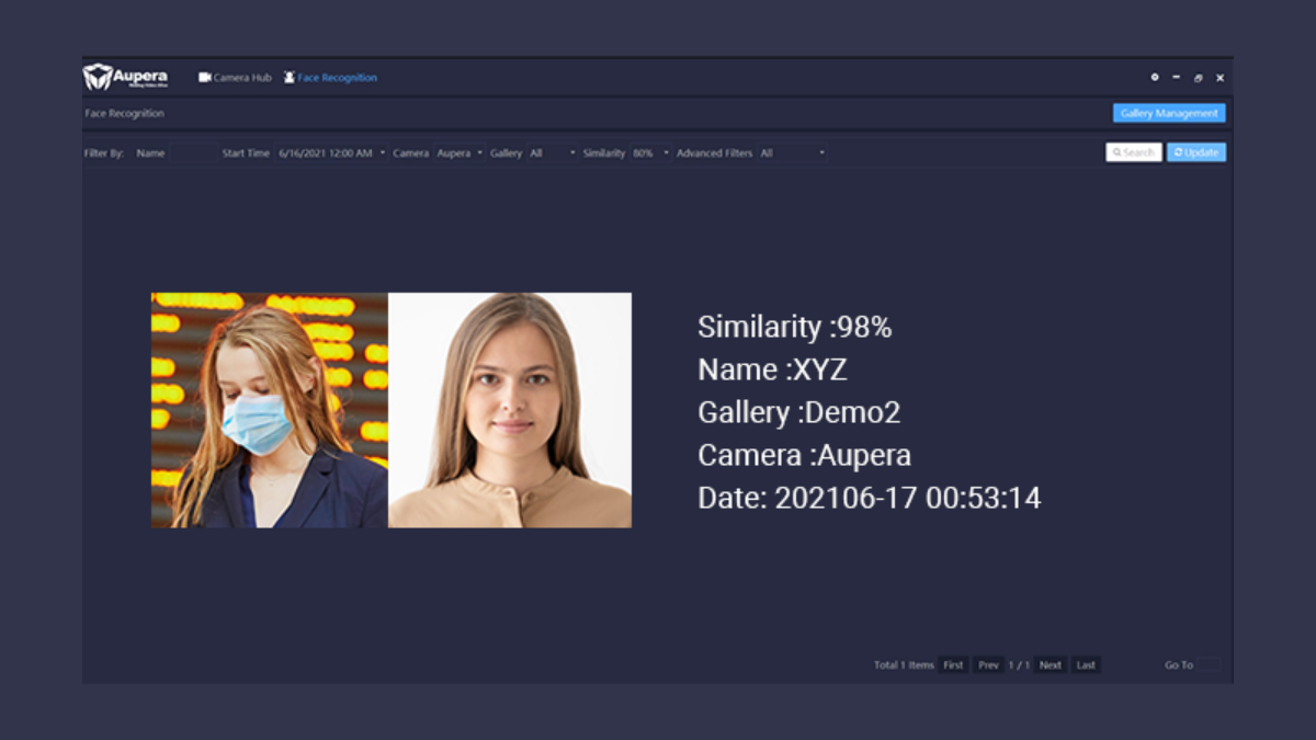 Aupera Face Recognition for Kria SOM Accelerated Application